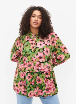 Zizzi Floral Shirt In Viscose
