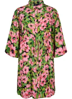 Zizzi Viscose Shirt Dress With Floral Print -Chic Soldes X96128B 9990 Front
