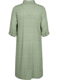 Zizzi Dotted Shirtdress With 3/4 Sleeves And Slit -Chic Soldes X96138A 1563 Back