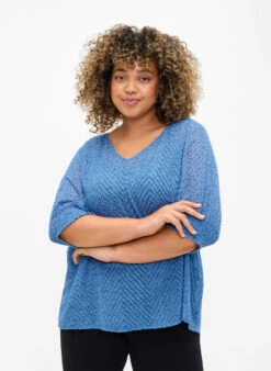 Zizzi Dotted Blouse With Short Sleeves