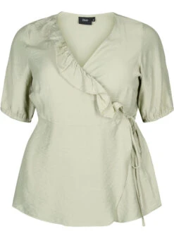 Zizzi Wrap Blouse In Viscose With 1/2 Sleeves -Chic Soldes X96141B 1563 Front