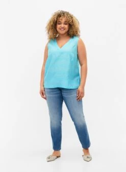 Zizzi Viscose Top With Structure -Chic Soldes X96142A 0998 ModelFullBody