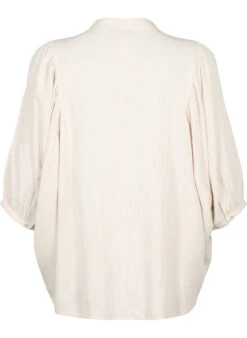 Zizzi Viscose-Linen Mix Shirt Blouse With 3/4 Sleeves -Chic Soldes X96150A 1122 Back