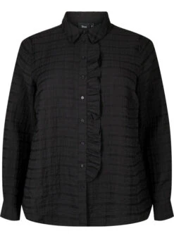 Zizzi Shirt With Structure And Ruffle Detail -Chic Soldes X96163A 0199 Front