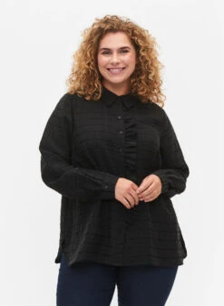 Zizzi Shirt With Structure And Ruffle Detail