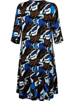 Zizzi Dress In Viscose With Print And 3/4 Sleeves -Chic Soldes X96184A 9990 Back