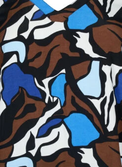 Zizzi Viscose Blouse With Print And Smock -Chic Soldes X96184B 9990 Details1