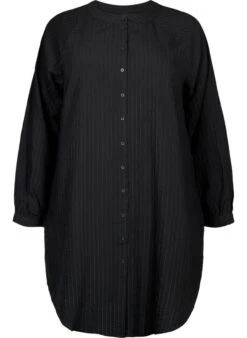 Zizzi Long Viscose Shirt With Striped Pattern -Chic Soldes X96209A 0199 Front