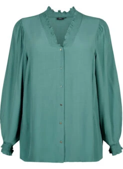 Zizzi Long-sleeved Shirt Blouse In Viscose -Chic Soldes X96212A 0826 Front