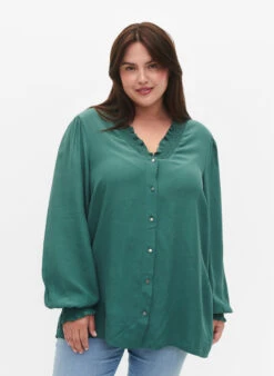 Zizzi Long-sleeved Shirt Blouse In Viscose