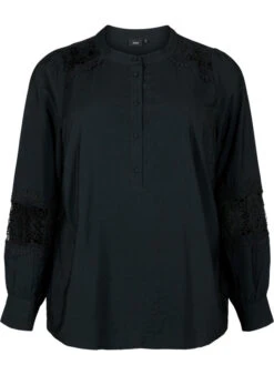 Zizzi Viscose Blouse With Crocheted Details -Chic Soldes X96219D 0199 Front