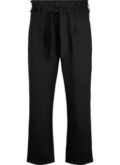 Zizzi High-waisted Trousers With Ruffles And Tie String -Chic Soldes X96229A 0199 Front
