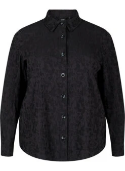 Zizzi Viscose Shirt Jacket With Tone-on-tone Pattern -Chic Soldes X96238B 0199 Front