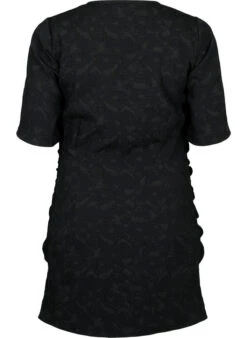 Zizzi Short-sleeved Dress With Textured Fabric And Drapes -Chic Soldes X96239A 0199 Back