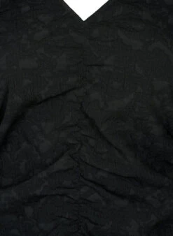 Zizzi Short-sleeved Dress With Textured Fabric And Drapes -Chic Soldes X96239A 0199 Details1