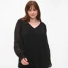 Zizzi V-neck Blouse With Ruffle Sleeves -Chic Soldes X96241A 0199 ModelFront