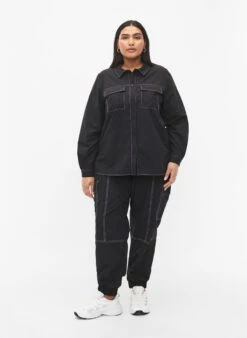 Zizzi Cargo Trousers With Contrast Stitching