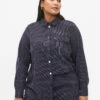Zizzi Pinstriped Cotton Shirt -Chic Soldes X96245A 1438 ModelFront