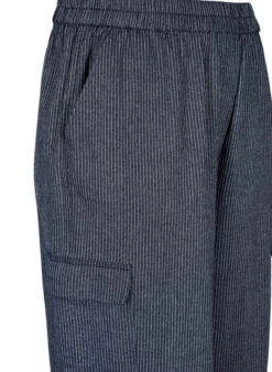 Zizzi Pinstriped Cotton Cargo Pants -Chic Soldes X96245B 1438 Details1