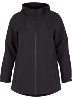 Zizzi Short, Hooded Softshell Jacket 18 Zizzi Short, Hooded Softshell Jacket -Chic Soldes Z92383J 0199 Front